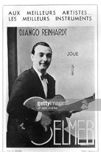 Django Reinhardt - QHCF photos Blumenfeld 1936 - Django Reinhardt - Blumenfeld photo - guitare Selmer grande bouche