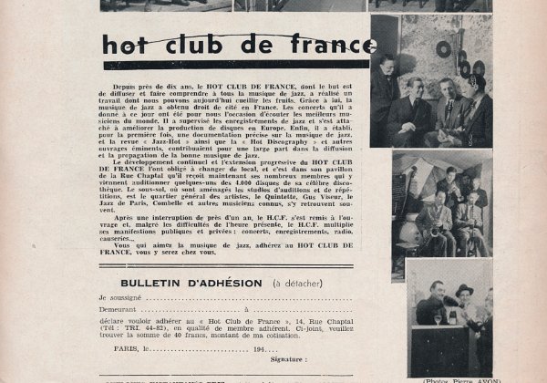 Au Hot Club de France, Rue Chaptal Au Hot Club de France, Rue Chaptal
