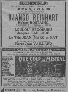 Django Reinhardt - Affiche concert 1942 - Affiche concert Django Reinhardt QHCF