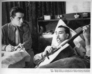 Django Reinhardt dans son lit dictant un arrangement à Gérard Leveque 1943 - Django Reinhardt - Django dans son lit dictant un arrangement à Gérard Leveque - détail