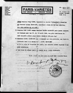 Django Reinhardt Contrat d'engagement en Belgique Django Reinhardt Contrat d'engagement en Belgique - Avril 1943