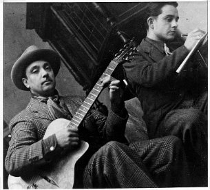 Django Reinhardt avec Gerard Leveque - messe 1944 - Photos Django JMP Messe Gerard Leveque - Photo X, collection A. Antonietto