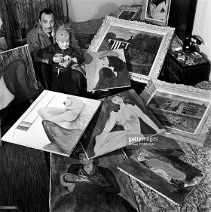 Django Reinhardt et Babik - Tableaux Peintures 1951 - Django Reinhardt - Babik Tableaux Peintures - Photo Robert Doisneau