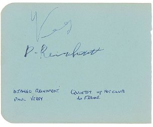 Signatures de Django Reinhardt et Eugène Vees